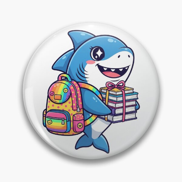 Aperçu de l'œuvre Requin mignon pour la rentrée | Requin de dessin animé avec sac à dos et livres créée et vendue par mostafa gebril  ⭐⭐⭐⭐⭐.
