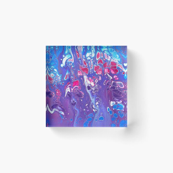 Item preview, Flowing Faces in Magenta, Blue & Purple - Acrylic Fluid Art Print  designed and sold by marbledmoonart.
