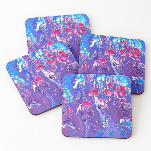 Item preview, Flowing Faces in Magenta, Blue & Purple - Acrylic Fluid Art Print  designed and sold by marbledmoonart.