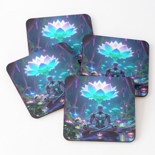 Item preview, The Robot and the Sacred Lotus designed and sold by NeonMystic.