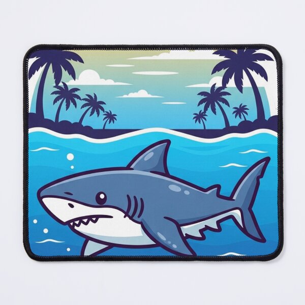 Item preview, Cute Shark in Tropical Water | Cartoon Ocean Scene with Sun Gradient on White Background designed and sold by mostafa gebril ⭐⭐⭐⭐⭐.