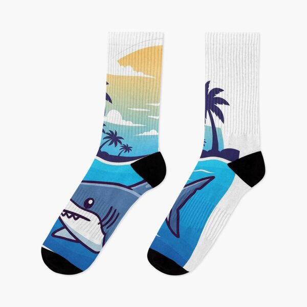 Item preview, Cute Shark in Tropical Water | Cartoon Ocean Scene with Sun Gradient on White Background designed and sold by mostafa gebril  ⭐⭐⭐⭐⭐.
