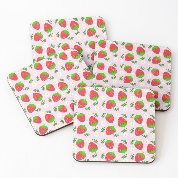 Item preview, Cute strawberries with flowers seamless pattern in pink background designed and sold by juoctaviniarts.