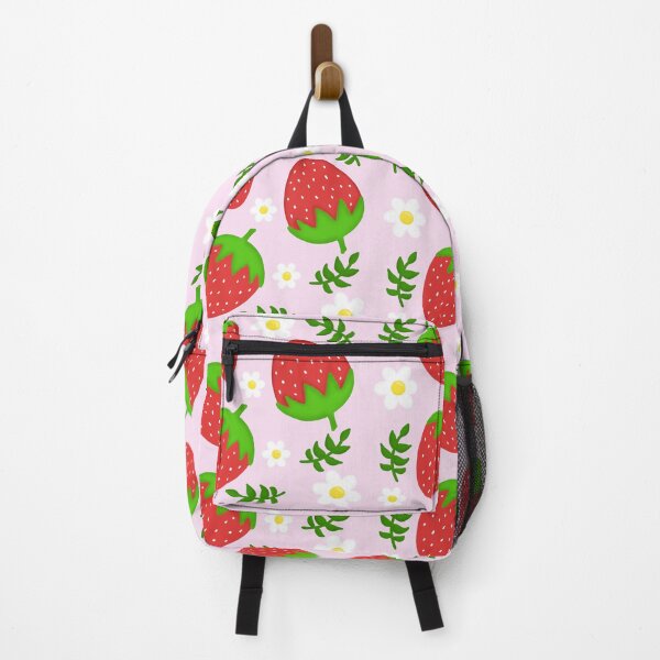 Item preview, Cute strawberries with flowers seamless pattern in pink background designed and sold by juoctaviniarts.