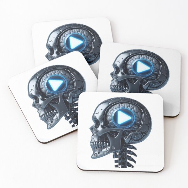 Item preview, Cyber Skull with Play Button Eyes designed and sold by JokesterTV777.