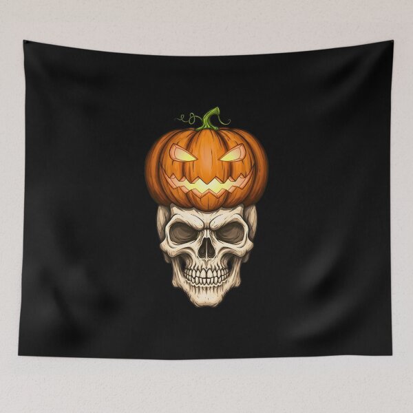 Item preview, Halloween skull with a luminous and macabre pumpkin designed and sold by TheSkullRoom.