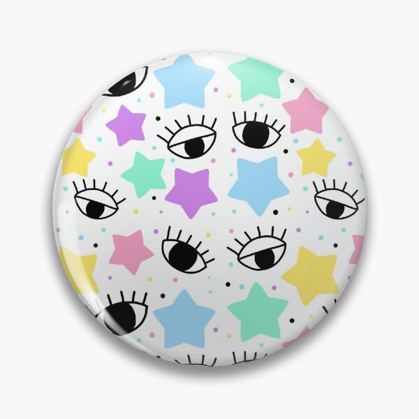 Item preview, Black eyes with colorful pastel colors stars and dots seamless pattern in white background designed and sold by juoctaviniarts.