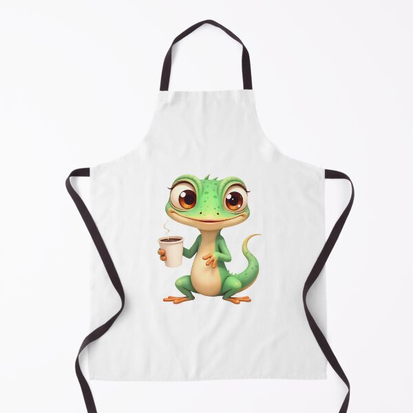 Item preview, Cheerful cartoon lizard holding a coffee cup in a playful pose at a casual gathering designed and sold by SpaceartLilu.