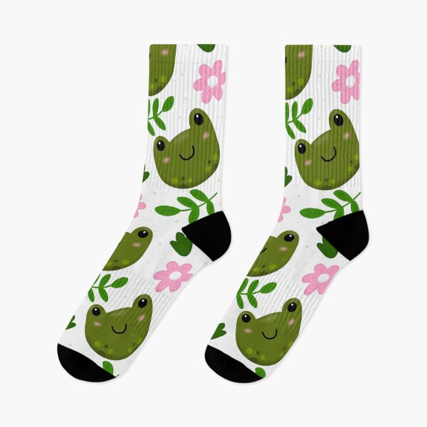 Item preview, Cute frog face with leaves and flowers seamless pattern on white background designed and sold by juoctaviniarts.