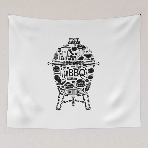 Item preview, Artistic Black Kamado Grill BBQ Silhouettes Collage designed and sold by FoodandFun.