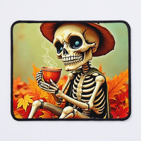 Item preview, Spooky Autumn Skeleton's Coffee Break Design designed and sold by Health And Fitness Posts e-Store.