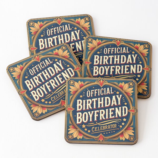 Item preview, Birthday Boyfriend Official Celebrator Retro Stamp Style designed and sold by SynizesisShop.