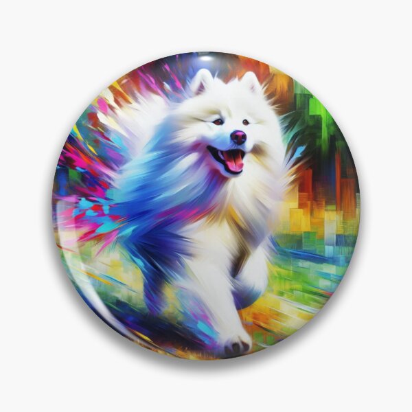 Artikelvorschau, Samojede Hund Portrait Acryl Kunstdruck Haustier Portrait Geschenk für Sammie Liebhaber entworfen und verkauft von Puppy Puzzles Plus.