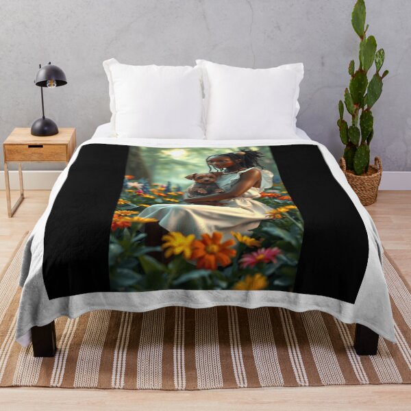 Item preview, Serene Woman with Yorkipoo in Garden designed and sold by ZionzRoyalty.