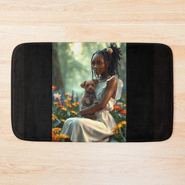 Item preview, Serene Woman with Yorkipoo in Garden designed and sold by ZionzRoyalty.
