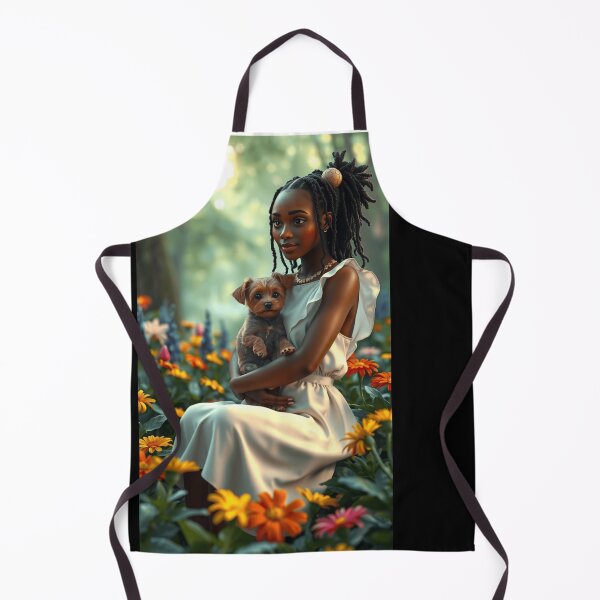 Item preview, Serene Woman with Yorkipoo in Garden designed and sold by ZionzRoyalty.