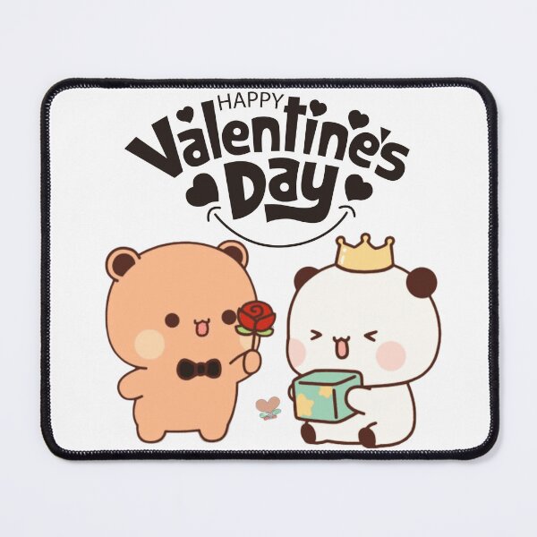 Item preview, Happy Valentine Dudu Giving Flower To Dudu Mochi Milk Panda And Brownie Bear True Love Couple designed and sold by DaresToDream.