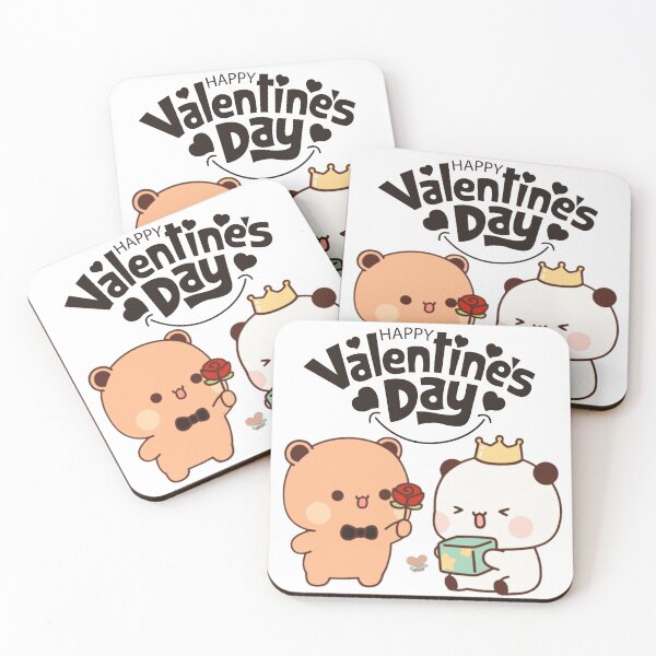 Item preview, Happy Valentine Dudu Giving Flower To Dudu Mochi Milk Panda And Brownie Bear True Love Couple designed and sold by DaresToDream.