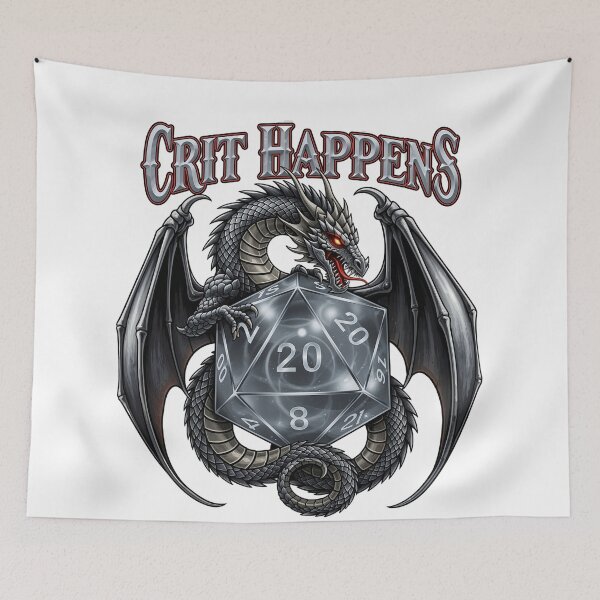 Item preview, Tabletop Fantasy Gamer Tees | D20 Dice Roll Dragon Crit Happens Graphic T-Shirt Apparel Gift for Men and Women  designed and sold by VueArts.