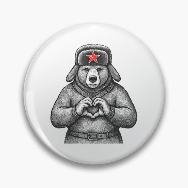 Item preview, Bear in Ushanka Hat – Vintage Military Art – Red Star Symbol – Black & White Tattoo Style Design designed and sold by Krasnovaovaova.