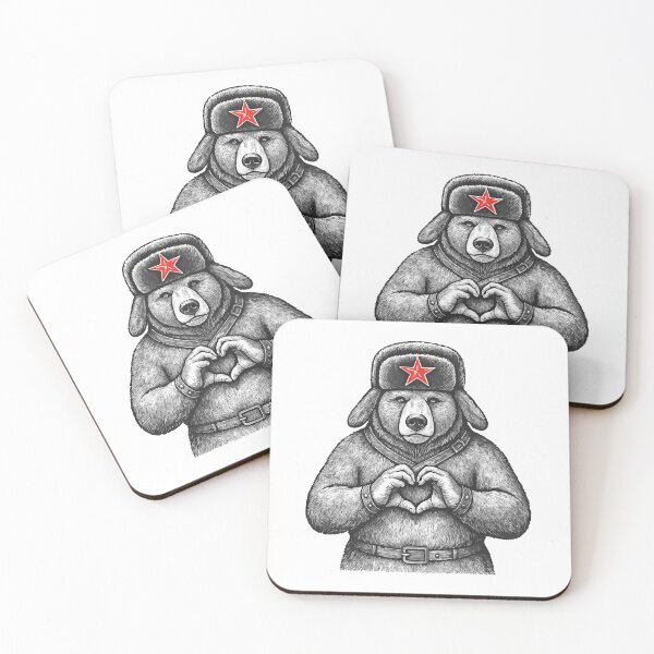 Item preview, Bear in Ushanka Hat – Vintage Military Art – Red Star Symbol – Black & White Tattoo Style Design designed and sold by Krasnovaovaova.