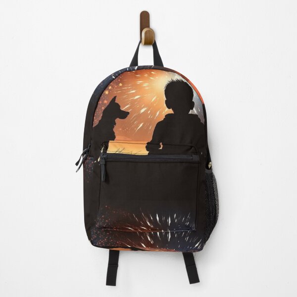 Item preview, SILHOUETTE ART - A Boy and His Dog - Fireworks - Buddies For Life designed and sold by CleverCulture.
