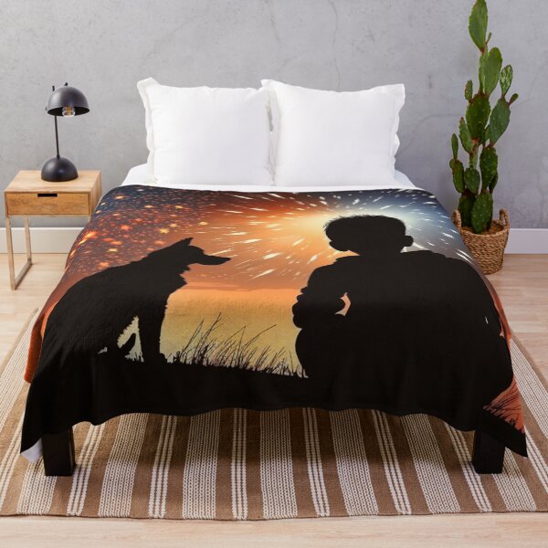 Item preview, SILHOUETTE ART - A Boy and His Dog - Fireworks - Buddies For Life designed and sold by CleverCulture.