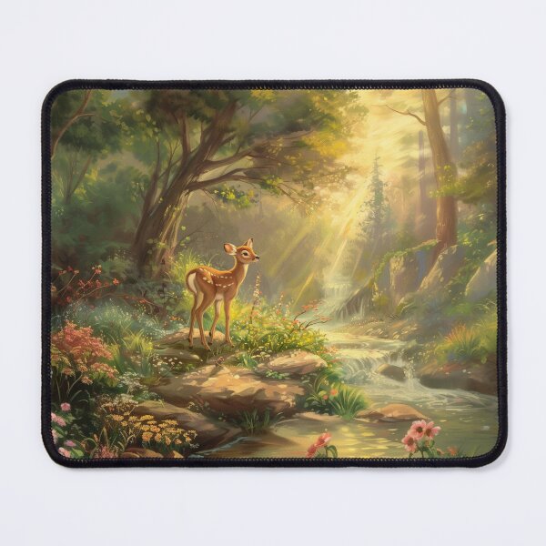 Item preview, Doe Standing by the Edge of a River in the Forest – Enchanted Wildlife Art designed and sold by baggycatsworld.