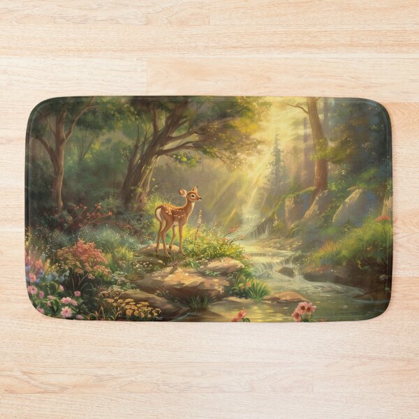 Item preview, Doe Standing by the Edge of a River in the Forest – Enchanted Wildlife Art designed and sold by baggycatsworld.