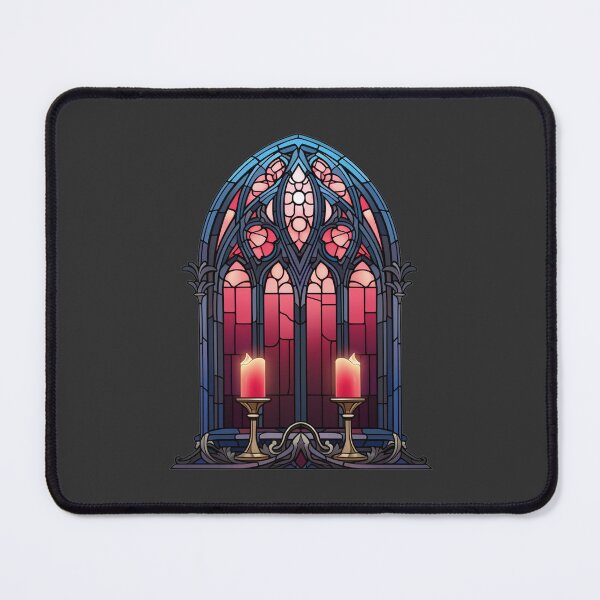 Item preview, Gothic stained glass window with candles designed and sold by FatBirdie.