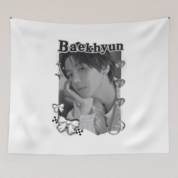 Item preview, Baekhyun from EXO Kpop Solo Artist Black and White Collage Digital Art Portrait designed and sold by AJUNICE STUDIO.