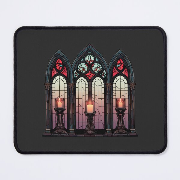 Item preview, Gothic stained glass window with candles designed and sold by FatBirdie.