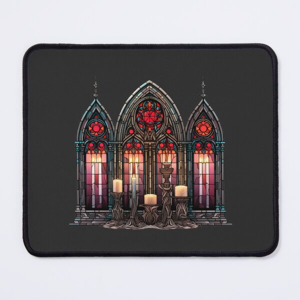 Item preview, Gothic stained glass window with candles designed and sold by FatBirdie.