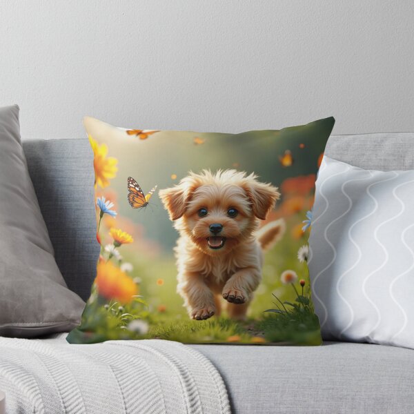 Item preview, Playful Yorkiepoo Puppy in Flower Garden designed and sold by ZionzRoyalty.
