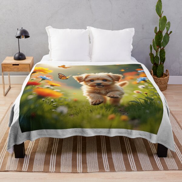 Item preview, Playful Yorkiepoo Puppy in Flower Garden designed and sold by ZionzRoyalty.