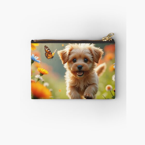 Item preview, Playful Yorkiepoo Puppy in Flower Garden designed and sold by ZionzRoyalty.