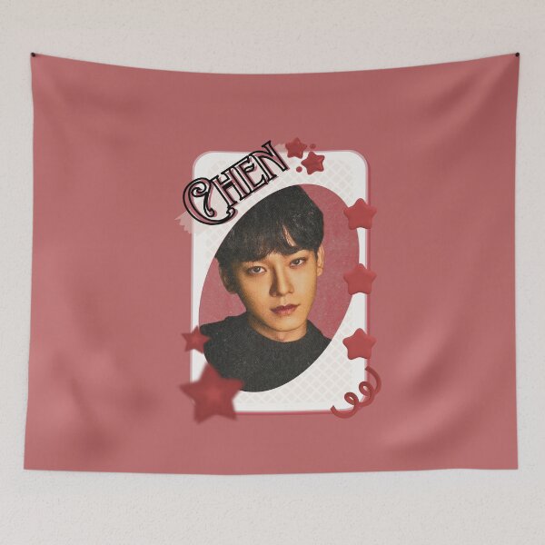 Item preview, Chen from EXO Korean Solo Artist Card Red Aesthetic Collage Design designed and sold by AJUNICE STUDIO.
