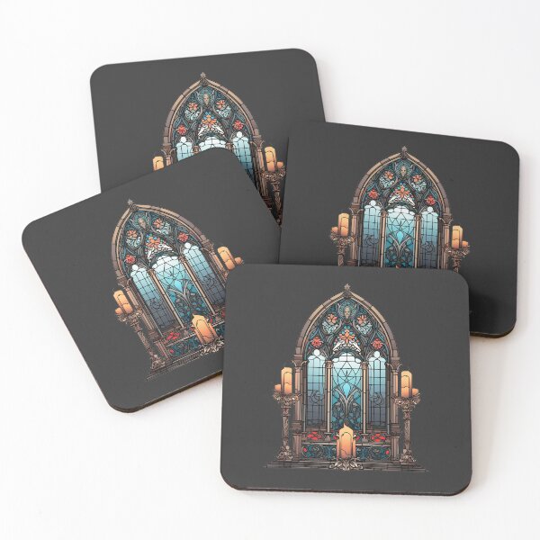 Item preview, Gothic stained glass window with candles  designed and sold by FatBirdie.