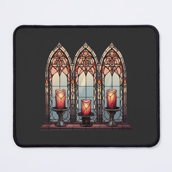 Item preview, Gothic stained glass window with candles designed and sold by FatBirdie.