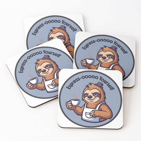 Item preview, Sloth Barista – Espress-ooooo Yourself Coffee Pun designed and sold by Wander-made Wonders .