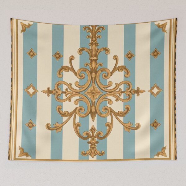 Item preview, Ice Blue & Alabaster Striped Gold Baroque designed and sold by DesignsByPrnces.