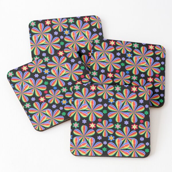 Item preview, Rainbow Floral on Black Seamless Repeat designed and sold by Sharon Schwalbe.