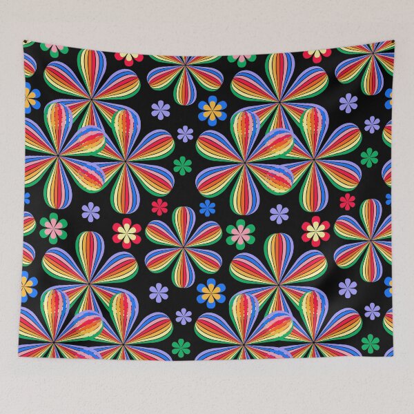 Item preview, Rainbow Floral on Black Seamless Repeat designed and sold by Sharon Schwalbe.