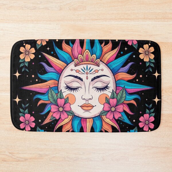 Item preview, Ornamental Boho Sun with Floral Elements – Vibrant Botanical Tattoo Art designed and sold by  Ojo de Lilith.