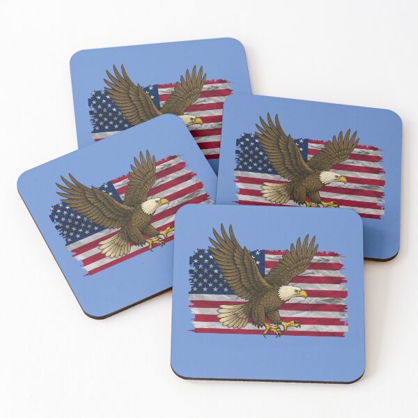 Item preview, Bald Eagle with Flag – Patriotic Illustration designed and sold by NoRestDesigns.