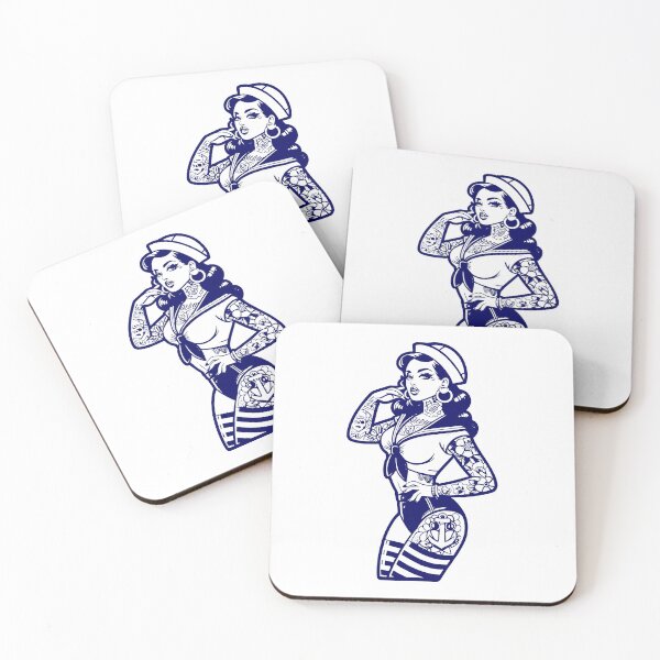 Item preview, Royal Blue Sailor Pin-Up Girl Tattoo Print designed and sold by PinUpPizzazz.