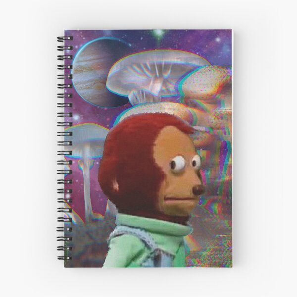 Item preview, awkward side-eye monkey meme in mushroom land designed and sold by FibiArtInc.