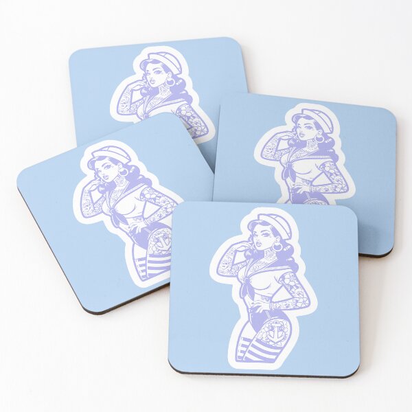 Item preview, Lilac Sailor Pin-Up Girl Rockabilly Tattoo Print designed and sold by PinUpPizzazz.