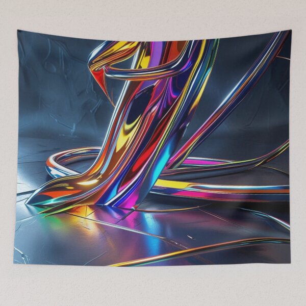 Item preview, Fluid Chrome Abstract – Multicolor Futuristic Sculpture designed and sold by Harmonic_Layers.