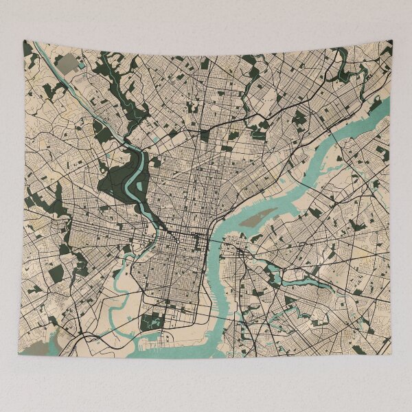 Item preview, Philadelphia City Map of Pennsylvania, USA - Vintage designed and sold by deMAP.
